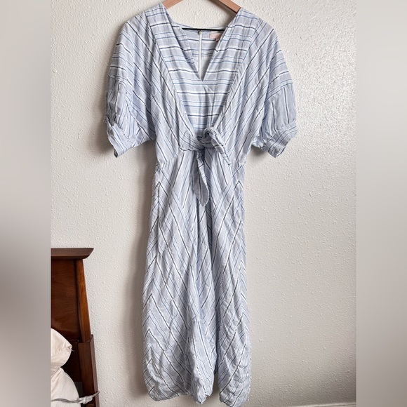 Rebecca Taylor Linen Cotton Midi Striped Dress Size 6 - Picture 5 of 7